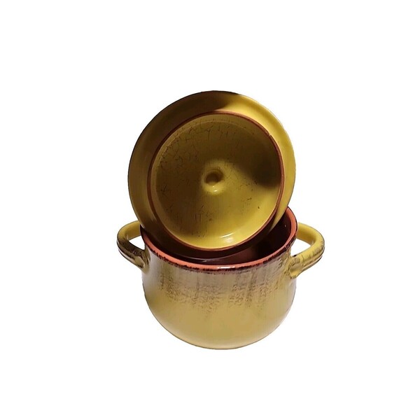 Vintage De Silva Pottery Yellow Terra Cotta Covered Stew/soup Serving Dish Italy - Picture 4 of 11